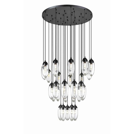 Z-Lite Arden Chandelier, 27-Light, 36 In.W x 12 In.H, Matte Black/Clear 651P-27R-MB